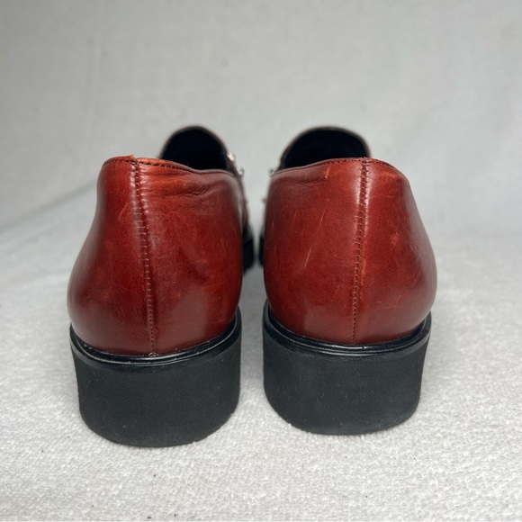 Paul Green Sofia Red Leather Studded Slip On Loafers Shoes Classic Women’s Shoes - Picture 6 of 10